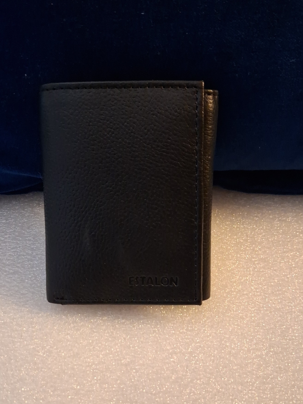 ESTALON Black Leather Men's Trifold Wallet
